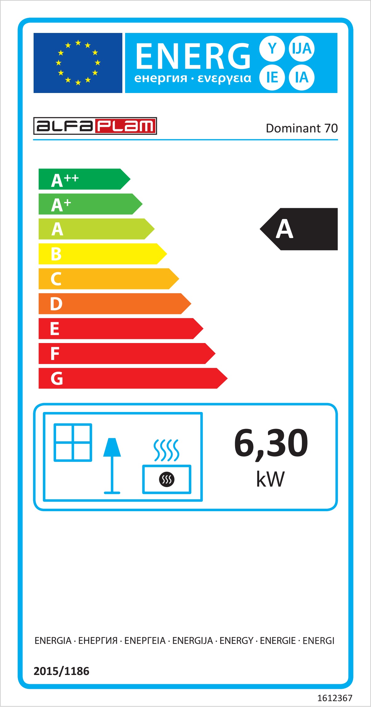 Puuliesi Alfa 70 lasiluukulla musta oikeakätinen 7kW