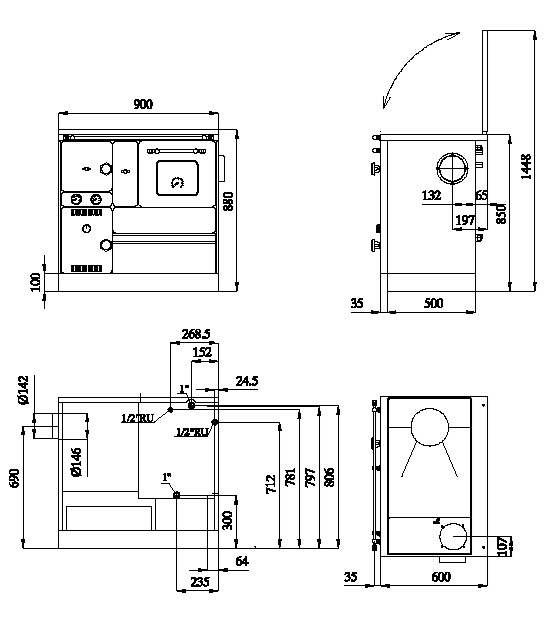 Keskküttepliit Alfa Term 27 must parem 27kW