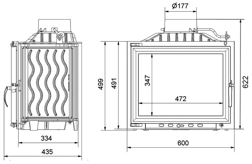 Fireplace insert 10kW cast iron