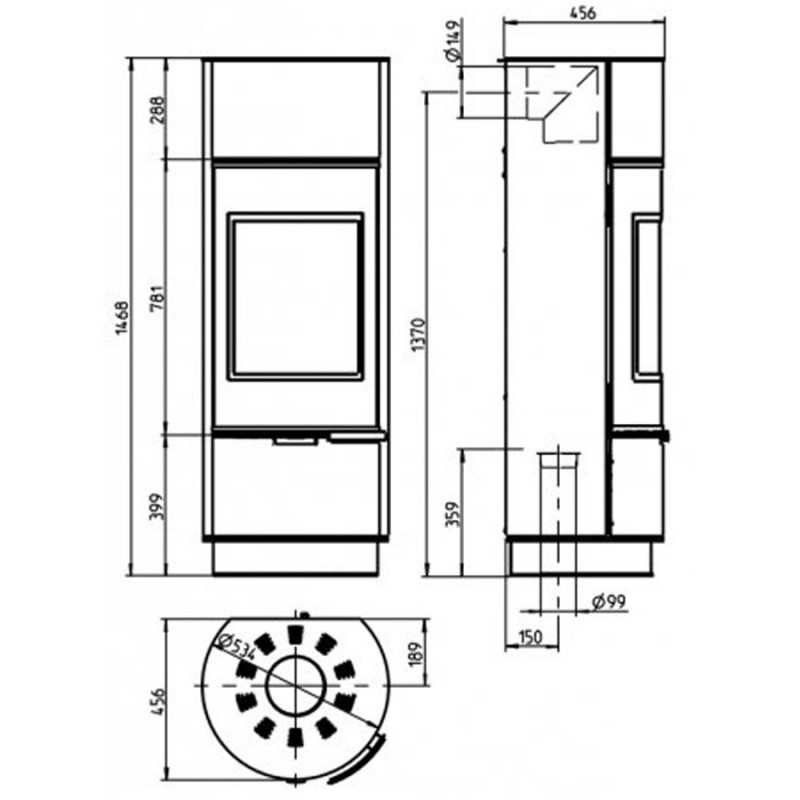 Fireplace Atika Steel black 7,5kW