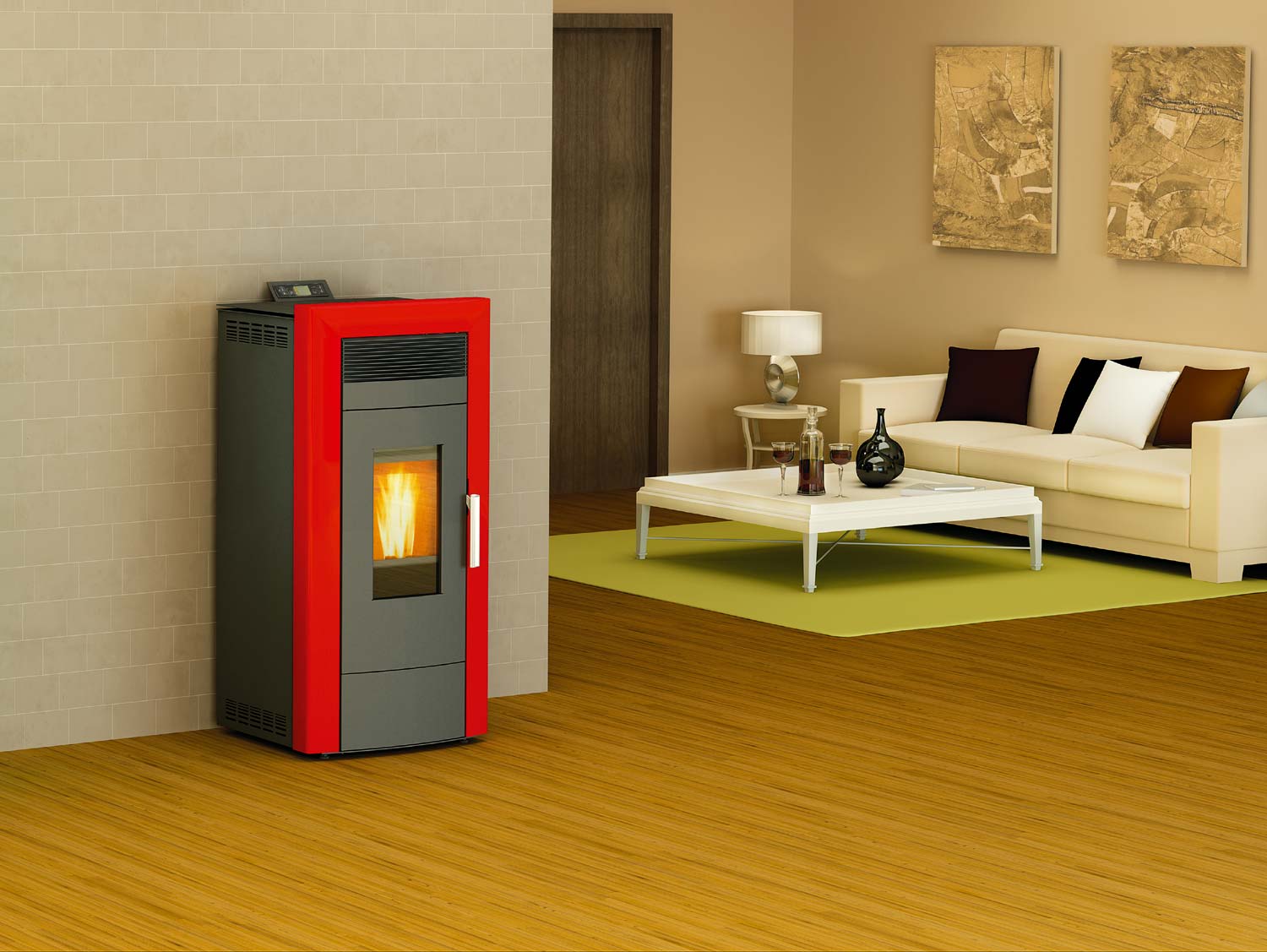 Centralheating pellet stove Commo beige 21kW