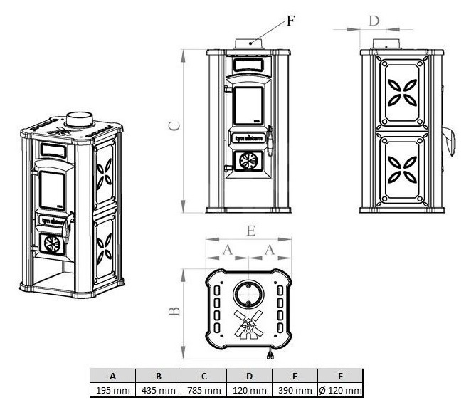 Kamin Diana must 5kW - Klikkige pildile, et sulgeda aken