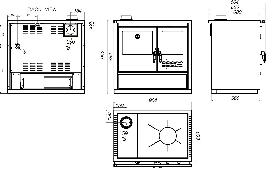 Centralheating cooker North ECO stainless steel lefthanded 16kW