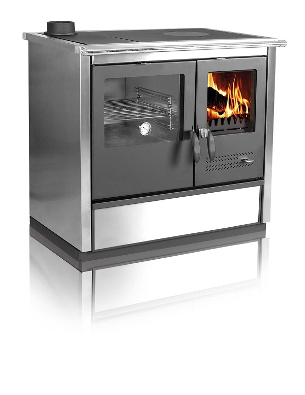 Woodburning cooker North Eco stainless steel lefthanded 9kW