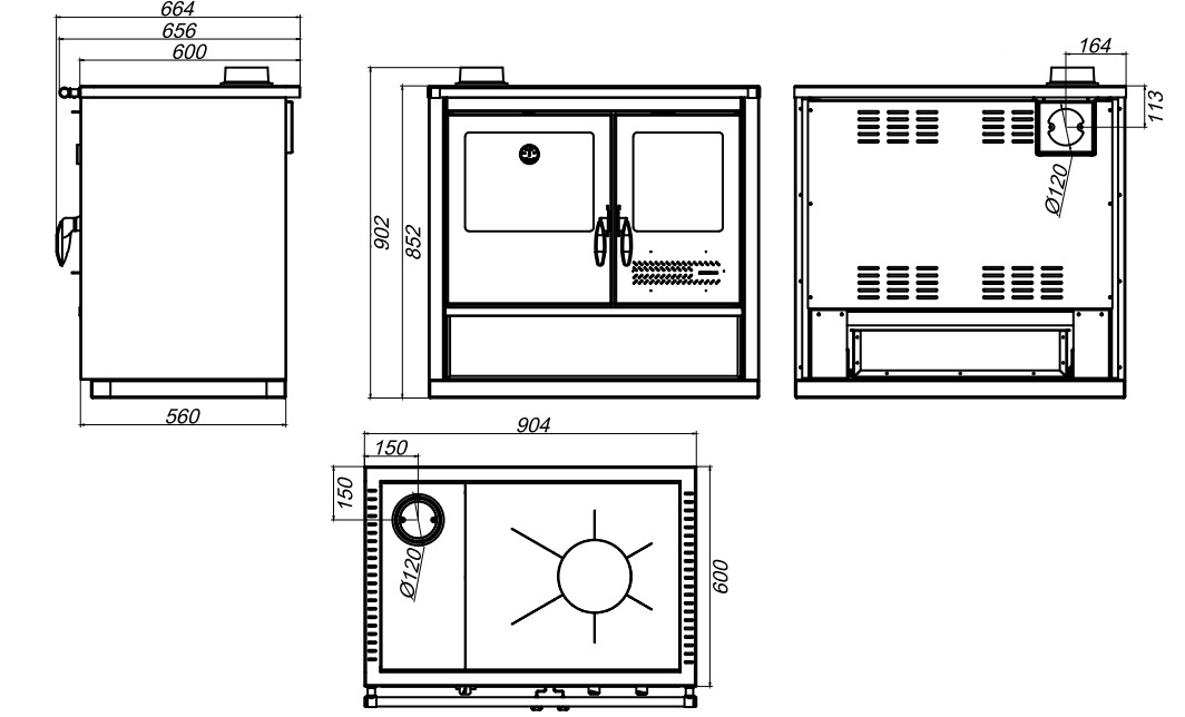 Puupliit North Eco roostevaba vasakukäeline 9kW