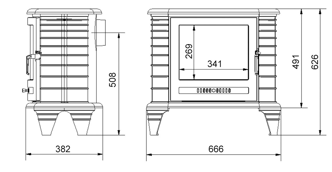 Valurautatakka Oval 9kW musta