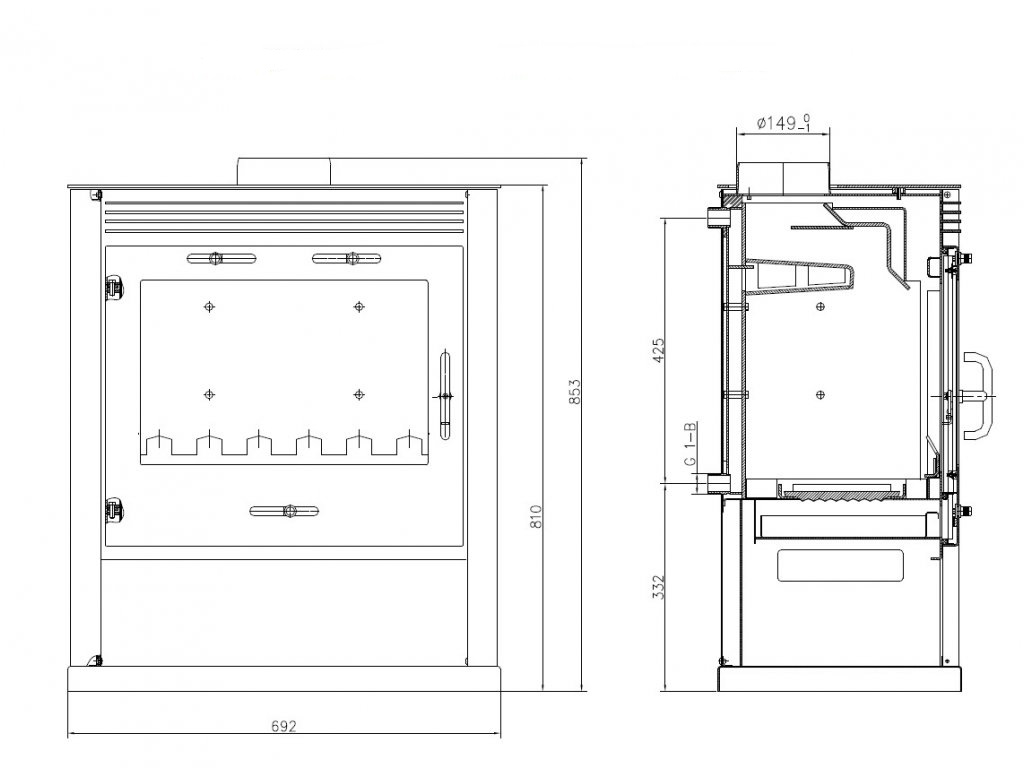 Centralheating fireplace Rubin red 13kW