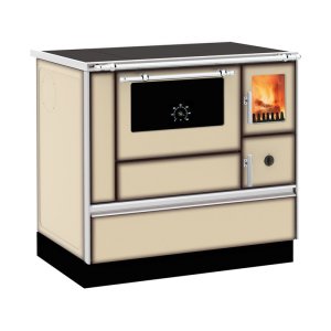 (pilt) Puupliit ALFA 90 klaasuksega beež vasak 7,6 kW