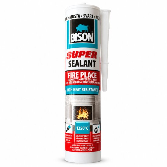 (pilt) Bison Super Sealant Fire Place kuumakindel tihendiliim, must, 1250 °C