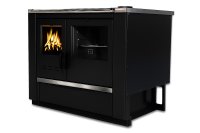 (pilt) Integreeritav puupliit North Eco terasest pliidiplaadiga must paremakäeline 9kW