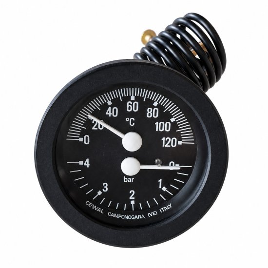 (pilt) Termomont termomanomeeter kapillaartoruga, 0–120 °C / 0–4 bar