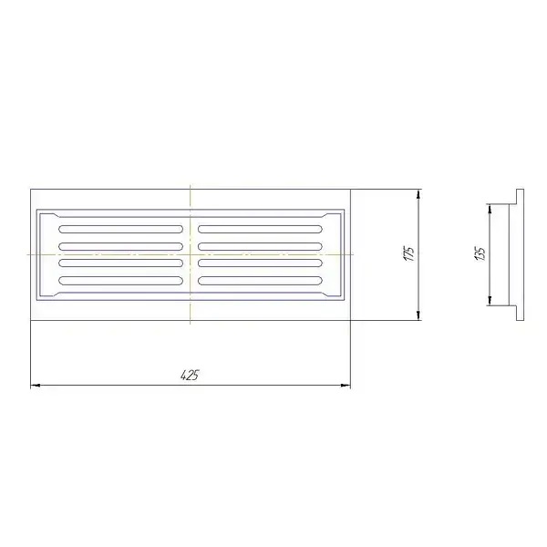 Grate 2K, with frame 175x425 mm