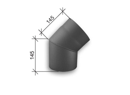 Suitsutoru T600 põlv 45° Ø120mm must