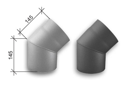 Suitsutoru T600 põlv 45° Ø150mm must/ hall