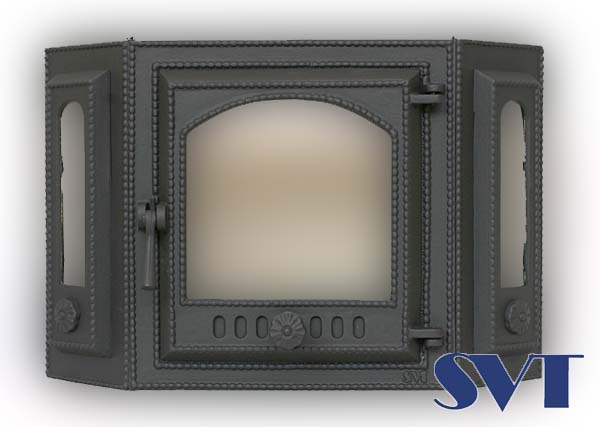 Panoramic fireplace door 413