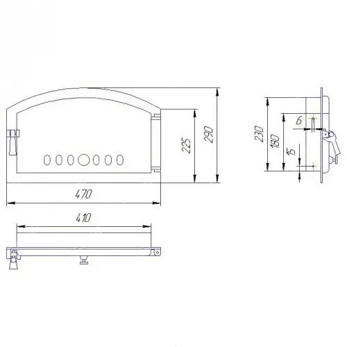 Breadbaking oven door 421 left-handed