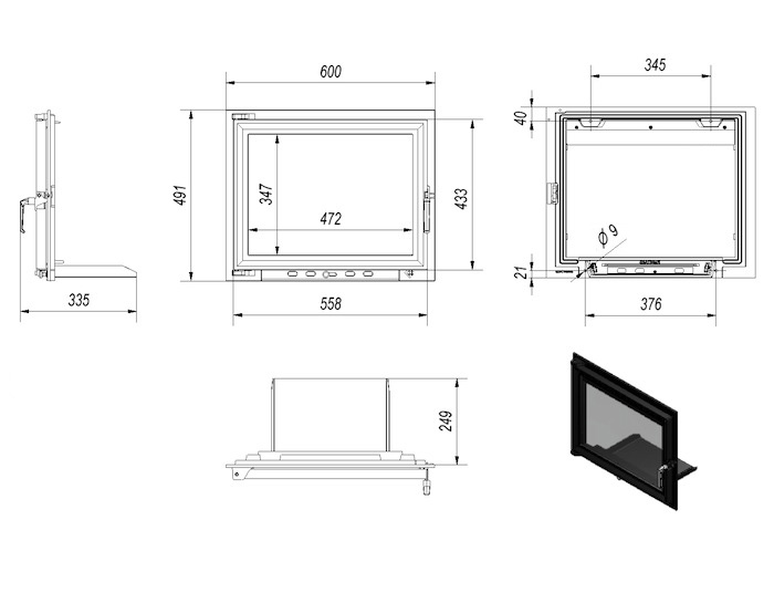 Fireguard door 506 lefthanded 545x445mm