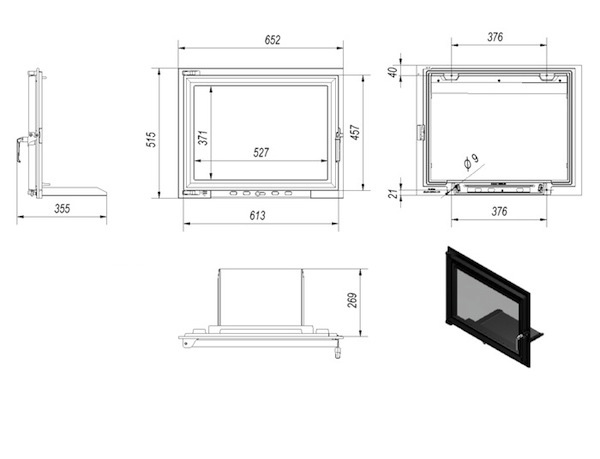 Fireguard door 507 lefthanded 597x469mm