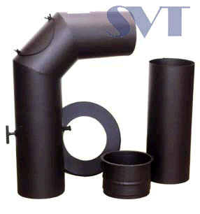 Smoketubes T400setsØ150mm/90° for fireplaces black 60x40cm+50cm