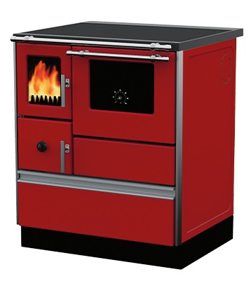 Puupliit Alfa 70 klaasuksega punane paremakäeline 7kW Puupliit Alfa 70 klaasuksega punane paremakäeline 7kW