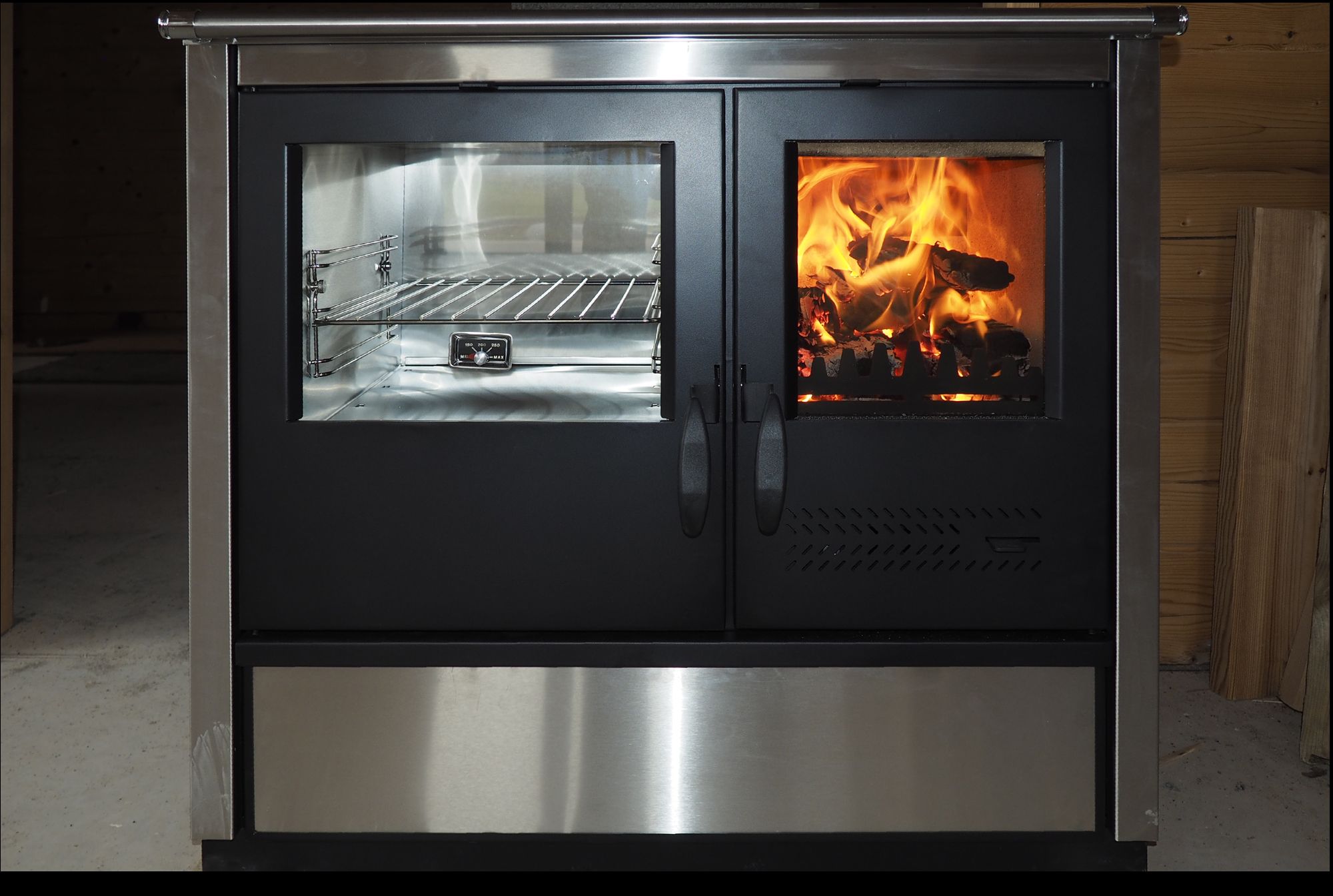 Woodburning cooker North Eco with ceramic cooktop left 9kW
