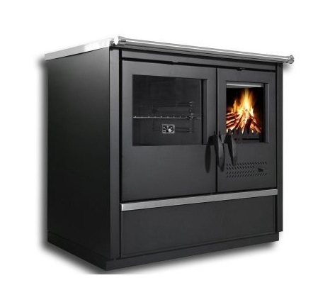 Woodburning cooker North Eco black w. ceramic cooktop left 9kW