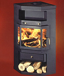 Fireplace suitable for corner Panorama black 9kW