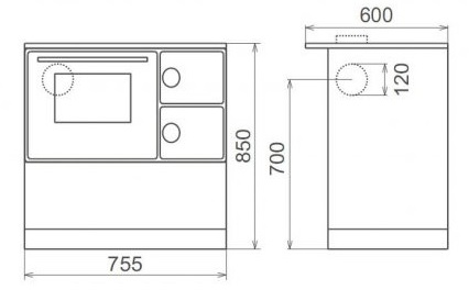 Woodburning cooker Susanna Basic 75cm white left 7kW